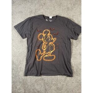 Disney Mickey Mouse Halloween‎ T-Shirt Men's Size XL Gray Graphic Print Bats